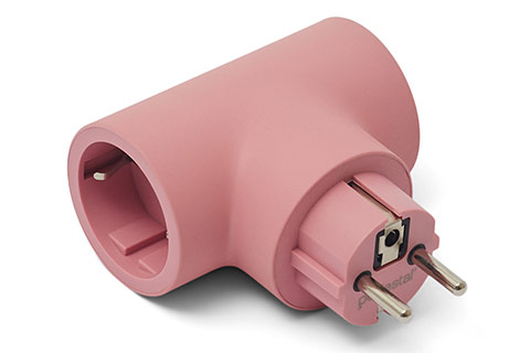 Pedestal Power Split Double Plug Without Ground (Shchuko) - Bubble Gum