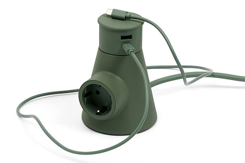 Pedestal Power Adapter USB-C & USB-A charger (18W PD) - Mossy Green
