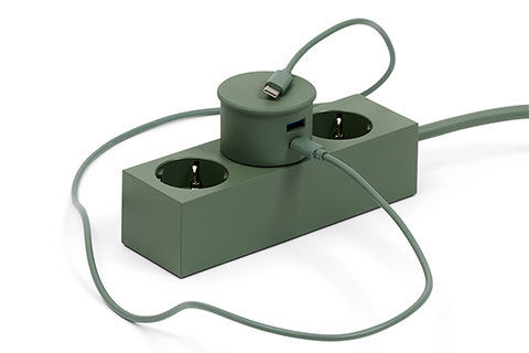 Pedestal Power Adapter USB-C & USB-A charger (18W PD) - Mossy Green