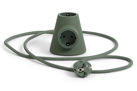 Power Base Magnetic 2-Outlet Power Strip Without Earth | 1,8 meters (Schucko) - Mossy Green