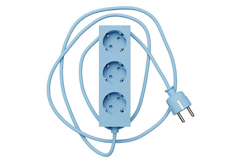 Pedestal Power Bar Magnetic 3-Outlet Power Strip Without Earth  - Powder Blue