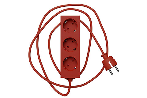 Pedestal Power Bar Magnetic 3-Outlet Power Strip Without Earth - Burning Red