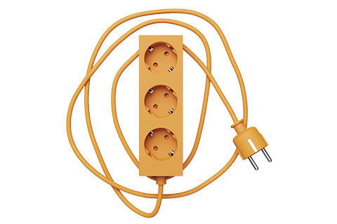 Pedestal Power Bar Magnetic 3-Outlet Power Strip Without Earth  - Apricot