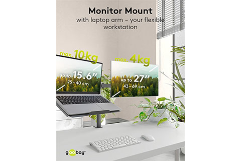 Monitor Desk Mount with Laptop Arm - Lifestyle