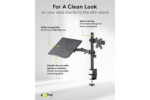Monitor Desk Mount with Laptop Arm - Lifestyle