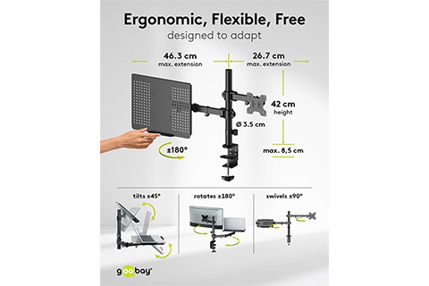 Monitor Desk Mount with Laptop Arm - Lifestyle