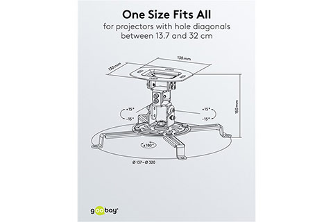 Projector Ceiling Mount (M) | White - Lifestyle
