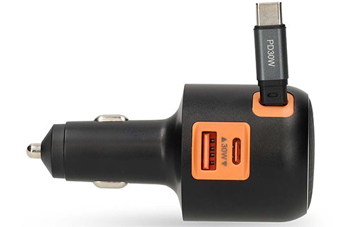 Dual USB-C, USB-A 12V & 24V car charger (PD 30W)