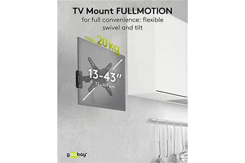Fullmotion (S) TV wall mount for caravans (13–43