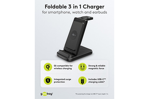 3-in-1 Wireless Qi Charger (USB-C, 15W) - Lifestyle