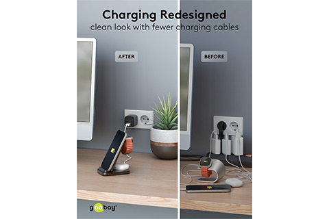 3-in-1 Wireless Qi Charger (USB-C, 15W) - Lifestyle