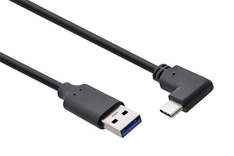 USB-A to angled USB-C cable