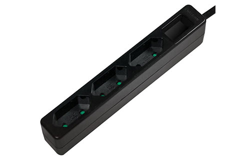 LogiLink 3 plugs without ground for flat plugs - Black