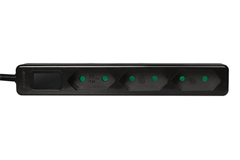 LogiLink 3 plugs without ground for flat plugs - Black