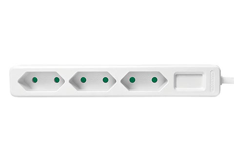 LogiLink 3 plugs without ground for flat plugs - White