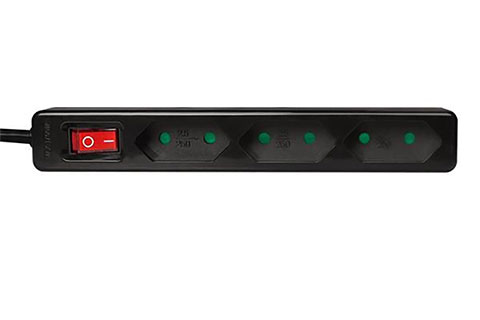 LogiLink 3 plugs without ground for flat plugs (Switch) - Black