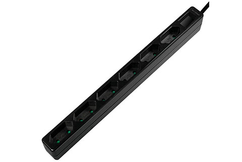 LogiLink 6 plugs without ground for flat plugs - Black