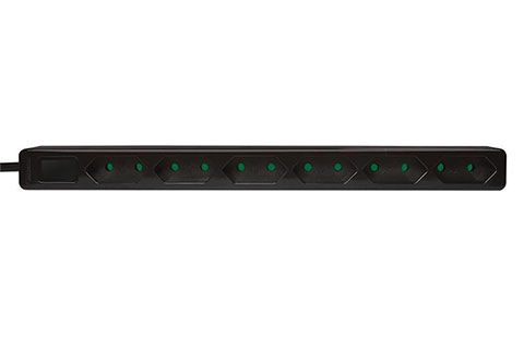 LogiLink 6 plugs without ground for flat plugs - Black