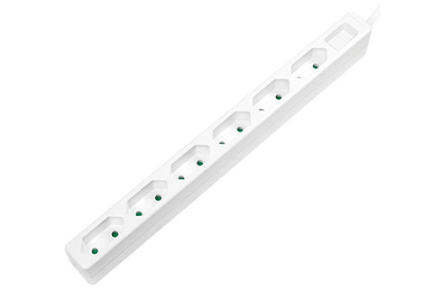 LogiLink 6 plugs without ground for flat plugs - White