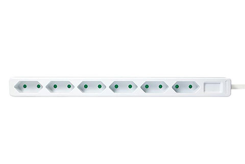 LogiLink 6 plugs without ground for flat plugs - White