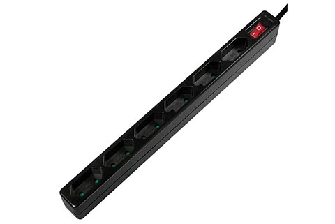 LogiLink 6 plugs without ground for flat plugs (Switch) - Black