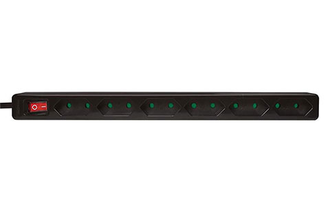 LogiLink 6 plugs without ground for flat plugs (Switch) - Black