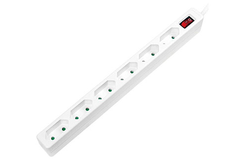 LogiLink 6 plugs without ground for flat plugs (Switch) - White
