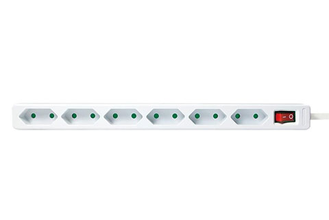 LogiLink 6 plugs without ground for flat plugs (Switch) - White