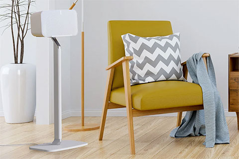 Flexson Floor Stand for Sonos FIVE/PLAY:5 - White - Lifestyle