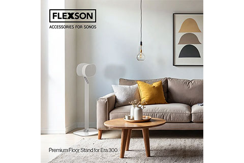 Flexson Premium floor stand for Sonos Era 300 - White - Lifestyle