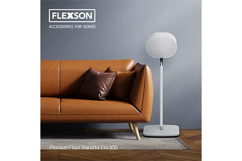 Flexson Premium floor stand for Sonos Era 300 - White - Lifestyle
