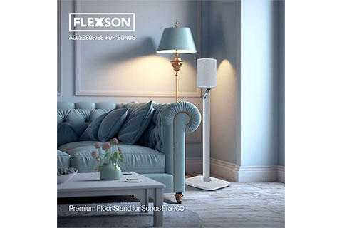 Flexson Premium Floor Stand for Sonos Era 100/SL - White - Lifestyle