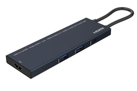 Premium USB-C to HDMI mini dock | 1 in – 4 out (1x HDMI / 2x USB A / 2x USBC, 4K@30Hz)