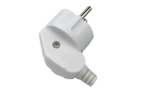 Vinklet schuko-stik | Hvid (250V AC, 16A)