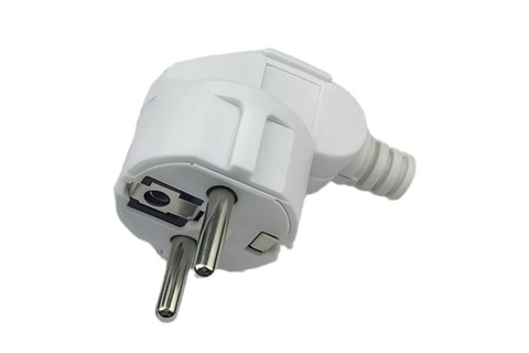 Vinklet schuko-stik | Hvid (250V AC, 16A)