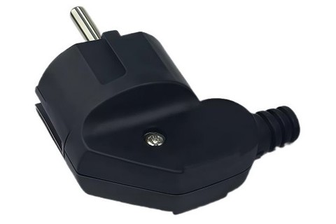 Vinklet schuko-stik | Black (250V AC, 16A)