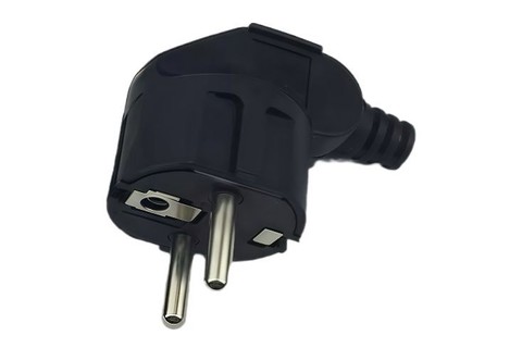 Vinklet schuko-stik | Black (250V AC, 16A)