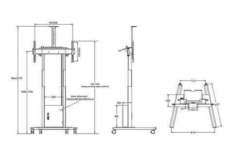 Multibrackets M Motorized Floorstand Incl cabinet & camerashelf (42-100, max. 120kg.)