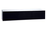UNNU Model 230 V2 AV møbel inkl. 3 sorte stoflåger og lukket alu topplade, hvid