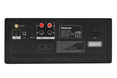 Panasonic SC-PMX112E-K micro Hi-Fi system (CD,BT,FM/DAB+ radio) - Back