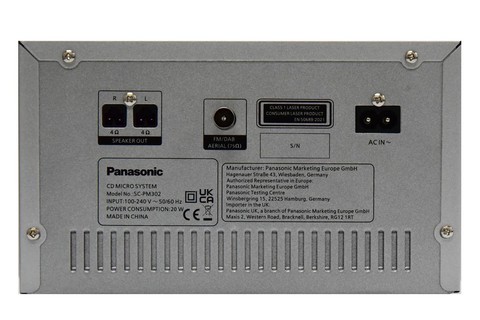 Panasonic SC-PM302E-S micro Hi-Fi system (CD,BT,FM/DAB+ radio) - Back