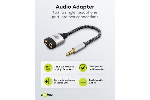 Minijack splitter adapter cable | 1x 3.5 mm jack male - 2x 3.5 mm jack female - Lifestyle