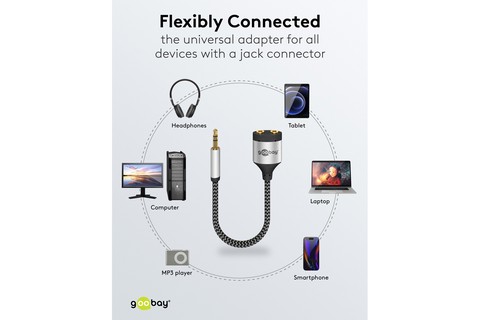 Minijack splitter adapter cable | 1x 3.5 mm jack male - 2x 3.5 mm jack female - Lifestyle