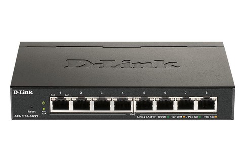 Gigabit Smart Managed Switch, 8 Port (DGS-1100-08PV2/E) - Front