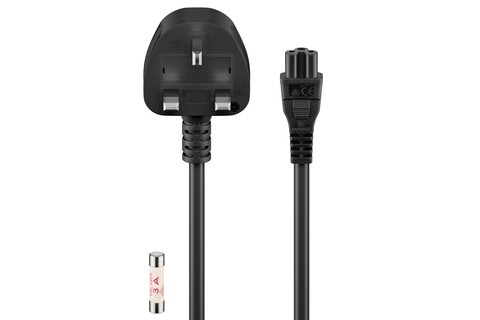 Mains Cable UK | black (UK 3-pin male – C5)