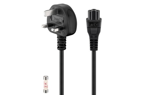 Mains Cable UK | black (UK 3-pin male – C5)