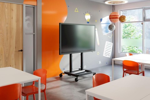 Vogels Rise 5208 Motorized floorstand movable monitor trolley (55-98, max. 120kg.) - Lifestyle