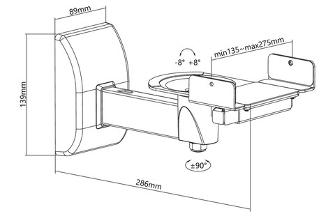 Vivolink Speaker Wall Mount - Dimensional Drawing