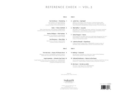 Inakustik LP: Canton – Reference Check – Vol.3 (2x 180g vinyl LP) - Back