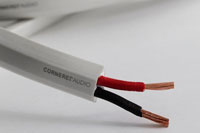 Cornered speaker cable, close up